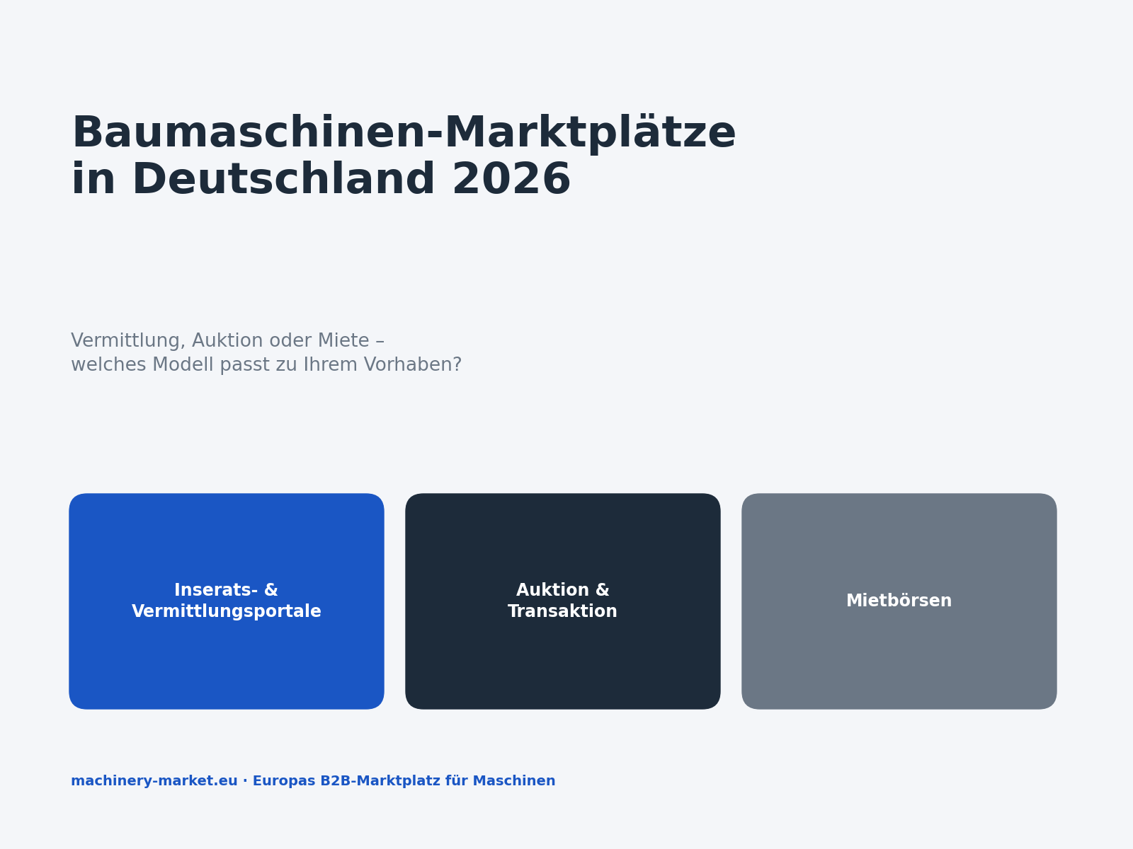 Baumaschinen-Marktplätze in Deutschland 2026: Vermittlung, Auktion oder Miete