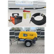 Ø 48-L Schwing Kopf Langversion-GEO ERDRAKETE mit Schwingkopf Öler und Druckluftschlauch Atlas Copco Xas 38-7  Baukompressoren - mobiler- Baustellenkompressor