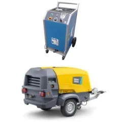 Deckert DCE 480 dry ice blasting system Atlas Copco Xats 138 construction compressors - mobile construction site compressor