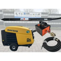 Compresor Kaeser M13 MOBILAIR 7 bar Ø 48-L cabezal móvil versión larga-GEO ERDRAKETE con lubricador de cabezal móvil y manguera de aire comprimido