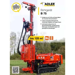 Equipo de perforación ADLER B75 Potencia compacta para trabajos de perforación exigentes Energía geotérmica y perforación de pozos