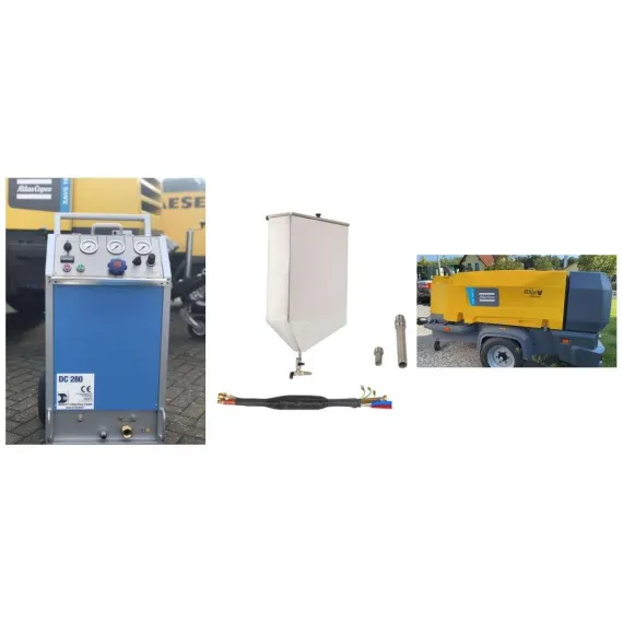 Unidades de limpieza criogénica DC280 Vario Blaster Juego de abrasivos para DC 280 Atlas Copco Xas 188 - 14 Compresores para obras Compresor móvil para obras