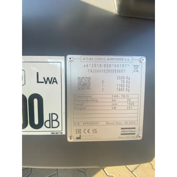Compresor Atlas Copco X-Air⁺ 750-25 usado