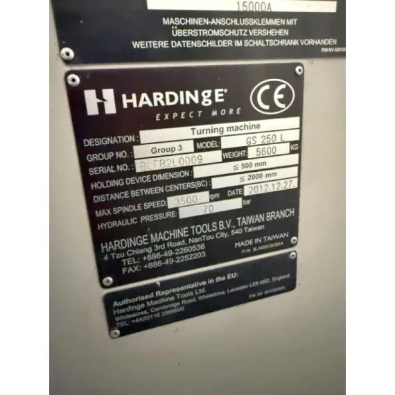 Gebraucht – HARDINGE GS 250 L von 2012 – CNC-Drehmaschine
