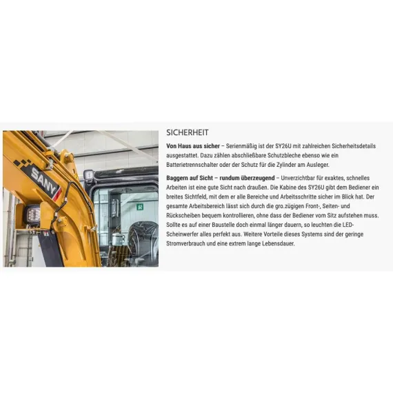 SANY SY26U Minibagger