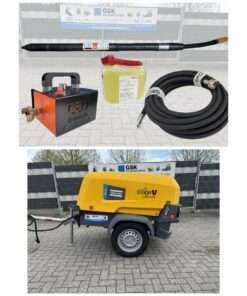 Ã 48-L Testa oscillante versione lunga-GEO ERDRAKETE con lubrificatore testa oscillante e tubo per aria compressa Compressori edili Atlas Copco Xas 38-7 - compressore mobile da cantiere