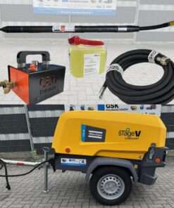 Ø 55 L Schwing Kopf Langversion GEO ERDRAKETE mit Schwingkopf Öler und Druckluftschlauch Atlas Copco Xas 38-7 Baukompressoren - mobiler- Baustellenkompressor